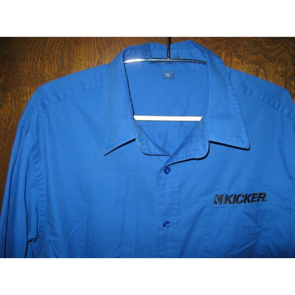 Mens Kicker Audio Port Authority Blue Button Down Casual Dress Shirt Size XL - Picture 2 of 3